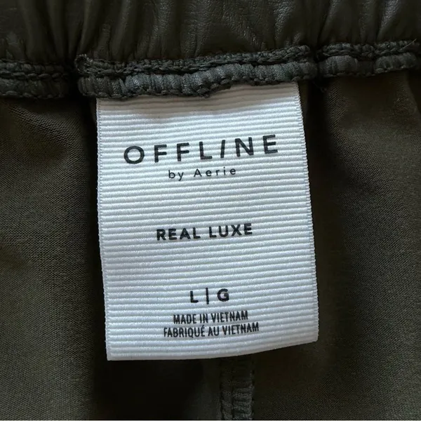 NWT OFFLINE By Aerie Real Luxe Faux Leather Wide Leg Pant in Green Size L - Image 12