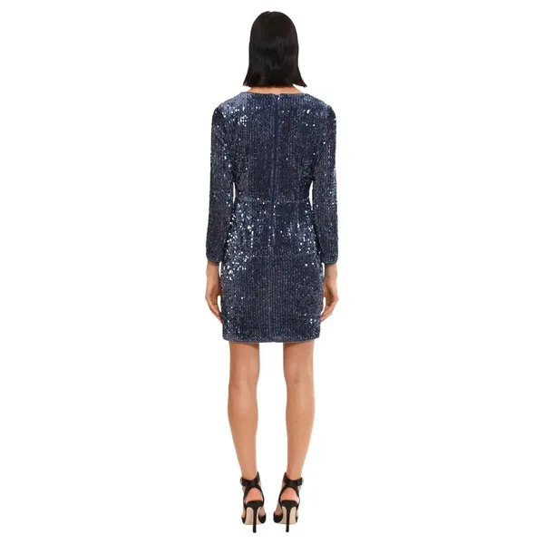 NWT Donna Morgan Holiday Sequin Dress Event Occasion Cocktail Dark Blue Gray 16 - Image 4