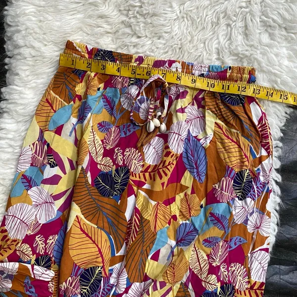 C&C California Tropical Floral Orange Yellow Shell Drawstring Tiered Skirt - Image 6
