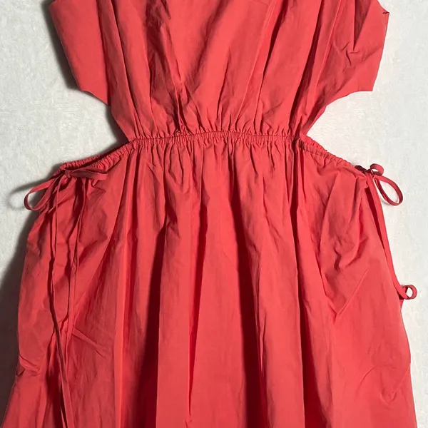 Rails Women Coral Pink Organic Cotton Tencel Cut-Out Midi Dress Small Sleeveless - Image 10