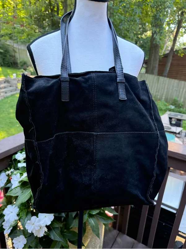 MNG Mango Black Tote Handbag Tassel Lined Inner Pockets purse pocketbook - Image 6