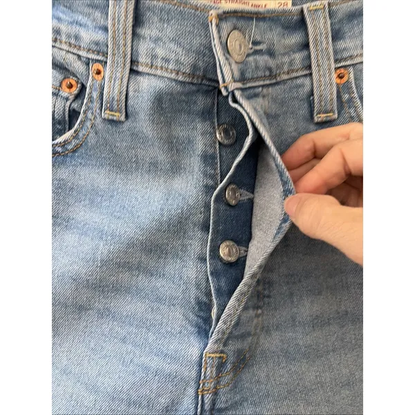 Levis Ribcage Straight Ankle Womens 28 Light Blue Distressed Jeans Retro - Image 3