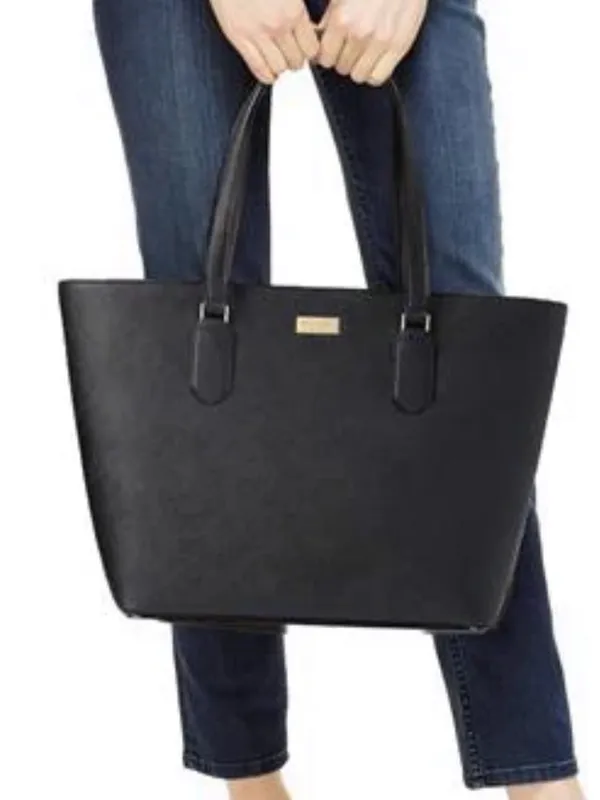 Kate Spade New York Leather Cow Black Saffiano Tote with Gold Plaque‎ - Image 3