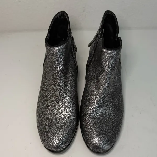 Sam Edelman Petty Ankle Boots Chelsea Bootie Zip Metallic Silver Leather 8.5 - Image 3