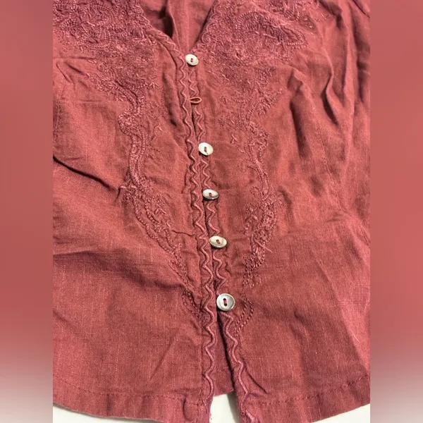 Free People Laure Embroidered Blouse (NWT XS Nutmeg) - Image 6