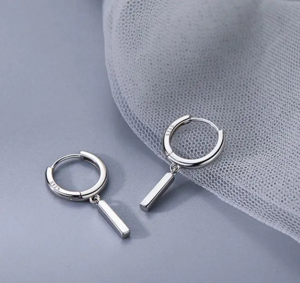 925 Silver Plated Unisex Hip Hop Dangle Drop Earrings for Men Women - Image 2