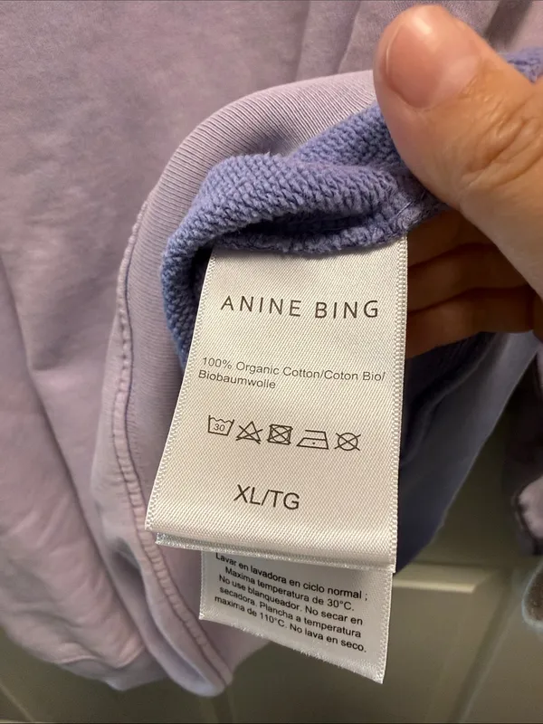 Anine Bing Tyler Sweatshirt in Washed Lavender XL - Image 4