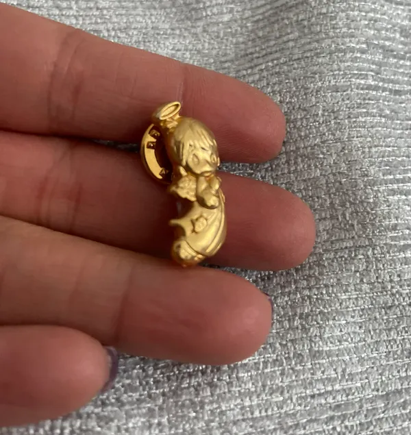 Precious Moments Vintage Boy Angel Religious Gold Tone Lapel Hat Tie Pin. - Image 2