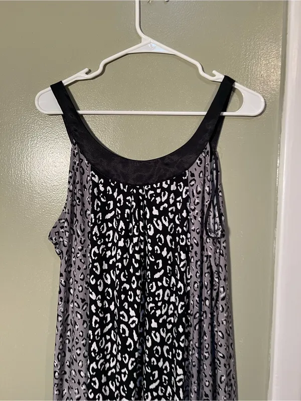 Alfani Intimates Women’s Size XL Sleeveless Nightgown Dress Gray Black Animal - Image 6