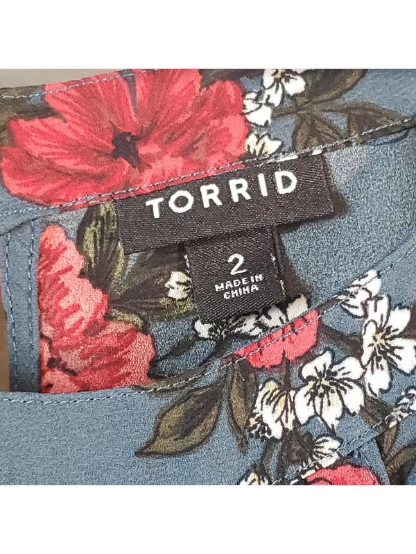 Torrid Sleeveless Floral Tank Top Blue Red White Plus Size 2 - Image 4