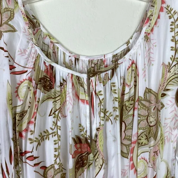 J. Jill White Floral Paisley Apron Sleeveless Midi Maxi Dress Size M - Image 5