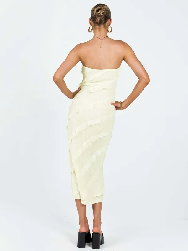 Princess Polly Boyle Maxi Dress Yellow Size 2 Strapless - Image 3