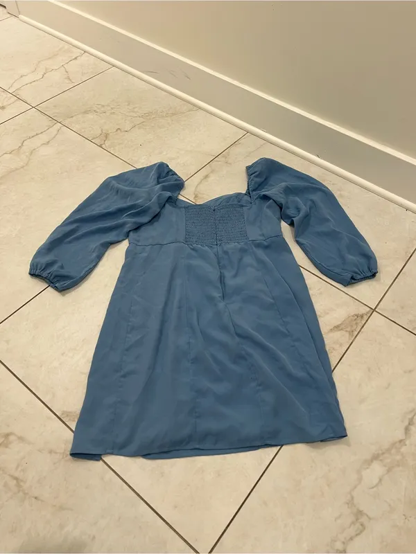 Abercrombie & Fitch Blue Long Sleeve Mini Dress Size Medium Petite - Image 4