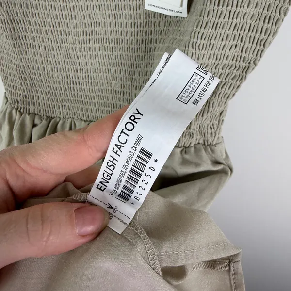 NWT English Factory Smocked Ruffle Sleeve‎ Dress Sz XS Beige Fit & Flare Neutral - Image 9