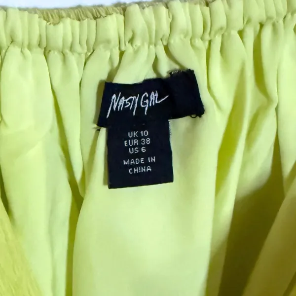 Nasty Gal Deep-V Neck Strappy Ruffle Minidress Bright Yellow Size 6 - Image 4