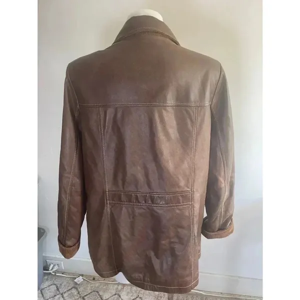 Vintage Women's Wilson's‎ Leather Jacket Coat XL Brown Corduroy Cuffs Excellent! - Image 6