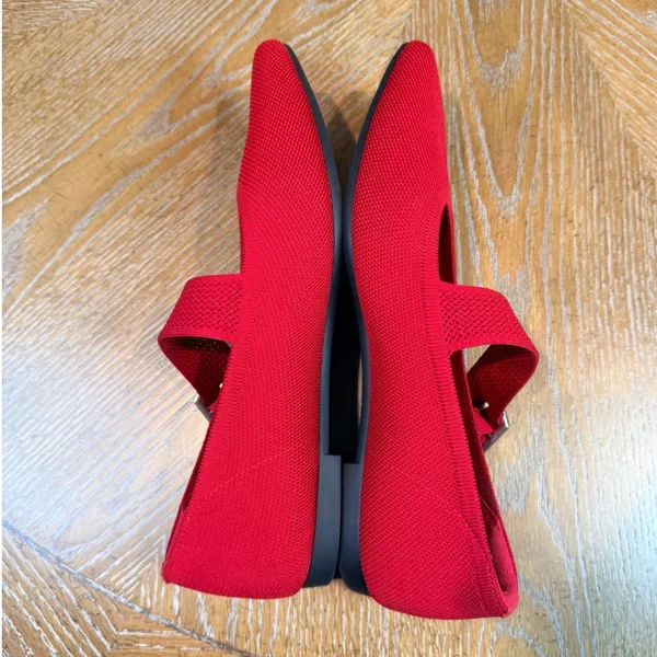 Vivaia NEW Maria Pointed Toe‎ Mary Jane Flats Red Size 41 US 9.5 - Image 9