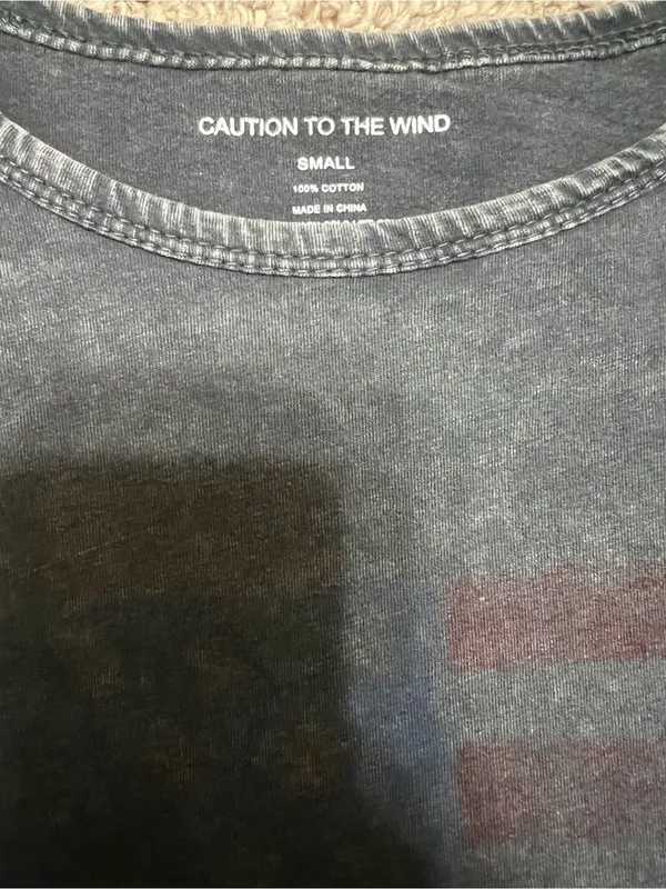 Caution‎ To The Wind Faded Flag Tee - Charcoal Gray, Red, Blue - Image 3