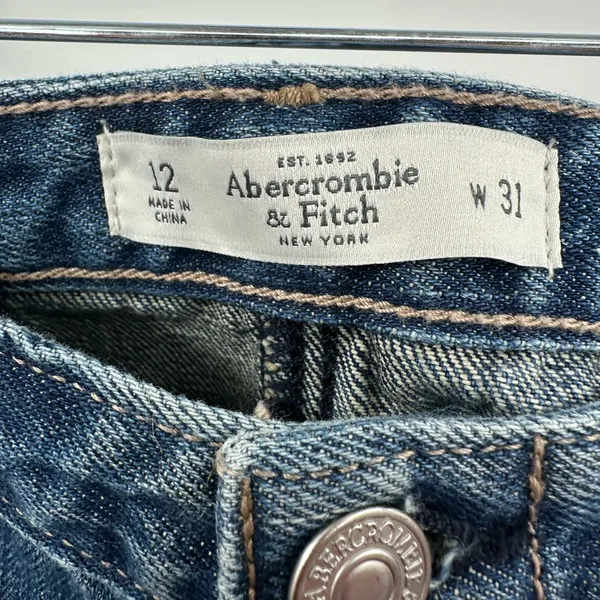 Abercrombie & Fitch Women's Blue‎ Denim Button Front Mini Skirt Size 12 - Image 3
