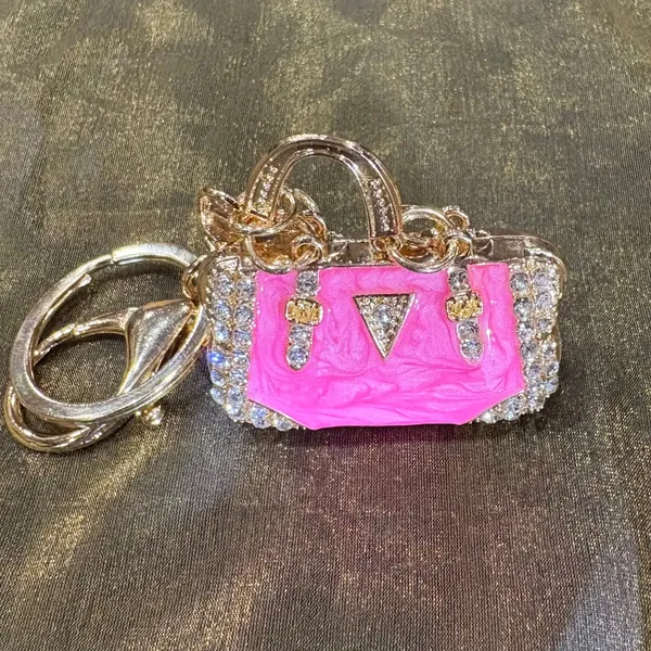 Source Unknown Pink and Gold Mini Bag Keychain - Image 3