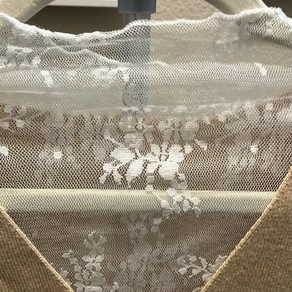 Tan sweater vest button down NWOT cute with a lace tee sold separately - Image 2