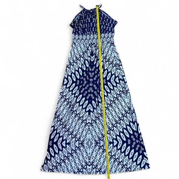 London Times Patterned Maxi Dress Wrinkle Resistant Wedding Guest Blue White Size 6 - Image 5