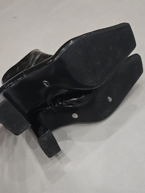 New! Zara Black Patent Square-Toe Ankle Booties 38/ 7.5 US. - Image 6