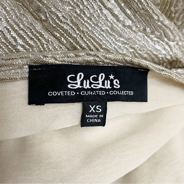 Lulus All that Shimmers is Gold Light Gold Maxi Plunging Neck Dress Size XS - Image 9