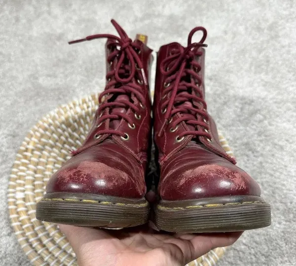 Dr. Martens Women’s Pascal Cherry Shiraz Buttero Leather 8-Eye Boots Size 6 - Image 6
