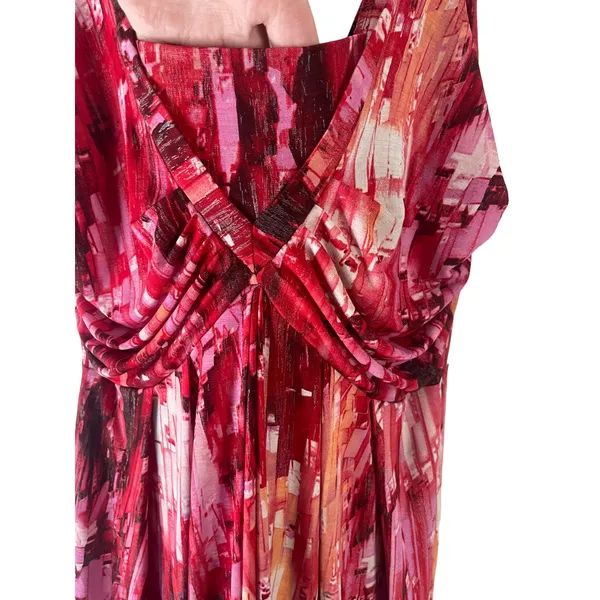 Anni Kuan Y2k Designer Women's Size Small Red Pink Abstract‎ Mini Dress - Image 4