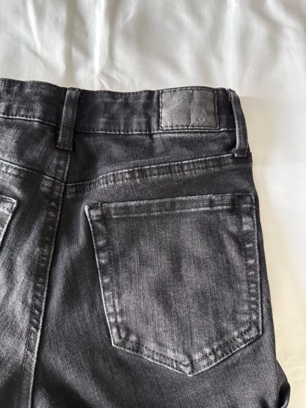 Black Destroyed High Rise Midi Jean Shorts - Image 5