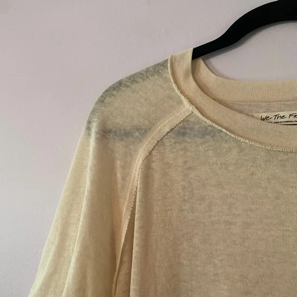 We The Free Cream Knit Short Sleeve Loungewear Top Oversized Women's size XS - Image 4