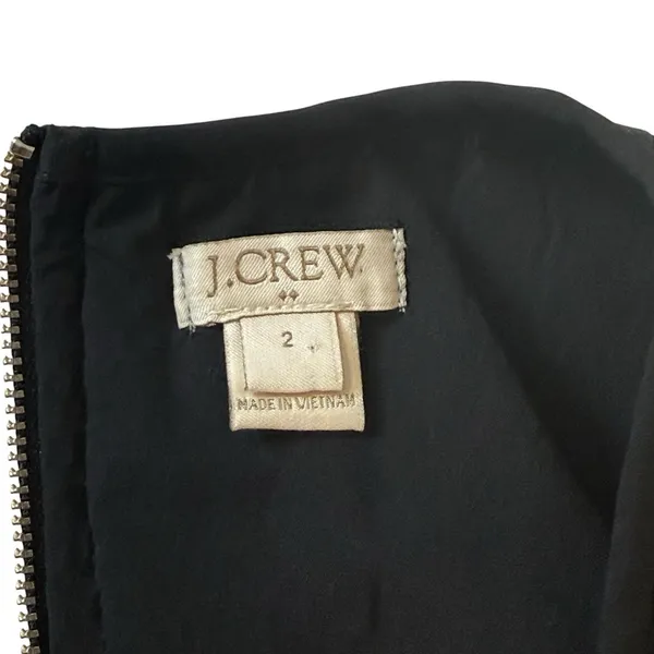 J.Crew Black Eyelet Striped V-Neck Fit &‎ Flare Dress Size 2 LBD Cocktail Event - Image 5