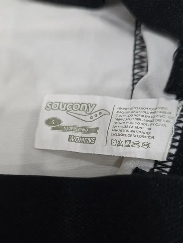 Saucony White and Black Logo Band Sports Bra Size S - Image 3