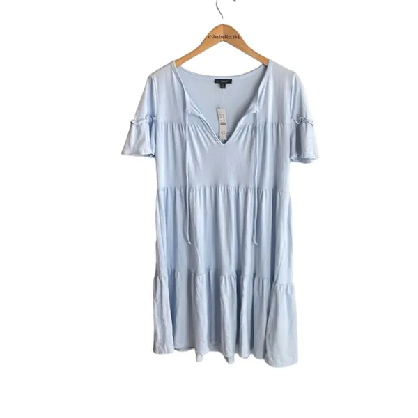 J.Crew Broken-in Jersey Tiered Mini Dress Light Blue - Image 3