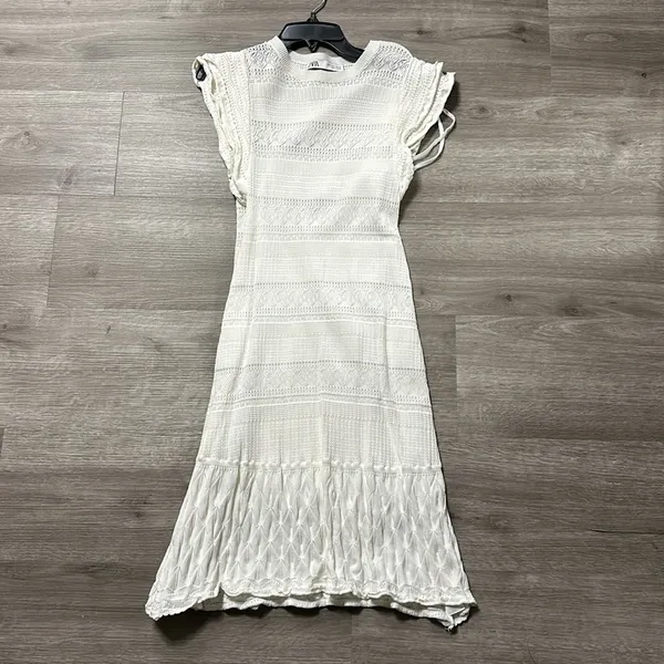 Zara crochet mesh white dress - Image 4