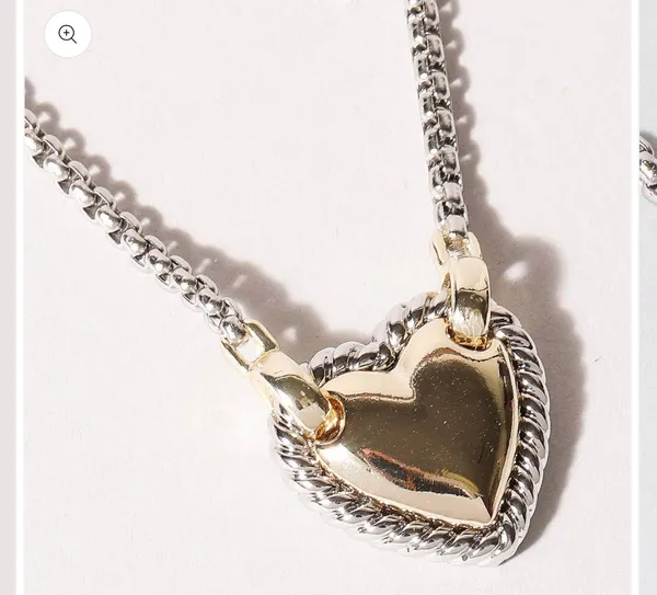 Gold Heart Charm Box Chain Necklace - Image 2