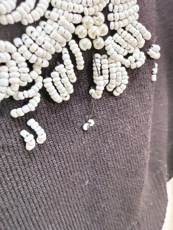Y2K Beaded Embellished Silk Blend Sleeveless Sweater Tank Top Shell Medium - Image 4