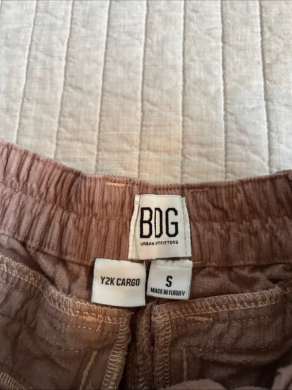 Urban Outfitters BDG Mauve Y2K Corduroy Low-Rise Cargo wide leg cotton Pants S - Image 7