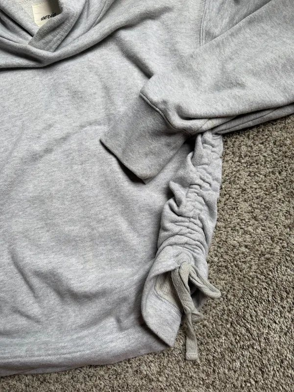 Aerie Pullover Grey Hoodie Size Medium Side Tie - Image 3