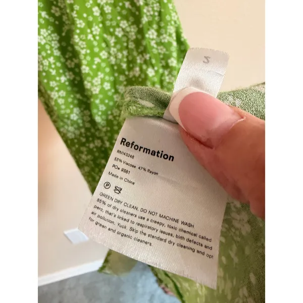 Reformation Midi Dress‎ Womens 2 Green Floral Juliette Slit Summer Wedding Guest - Image 9
