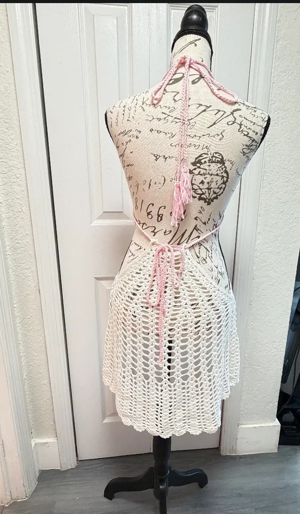 Love Tease ✨ Love Sense Crochet Rainbow Halter Mini Dress Cover Up S/M Pastel Festival Boho ✨ - Image 5
