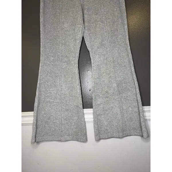 Aerie Pants Womens Large Gray Knit Wide Leg Lounge Sweatpants Elastic Waist - Image 3