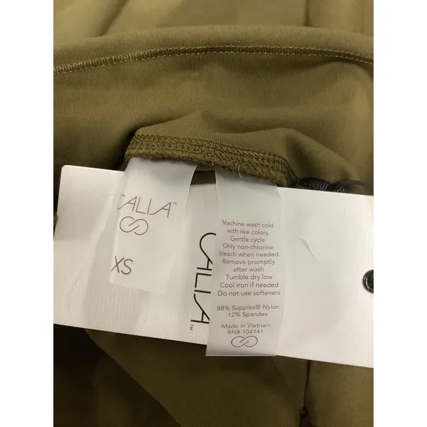 CALIA Essential High-Rise Straight Leg Pant Dark Khaki Olive XS WAX105 NWT - Image 5