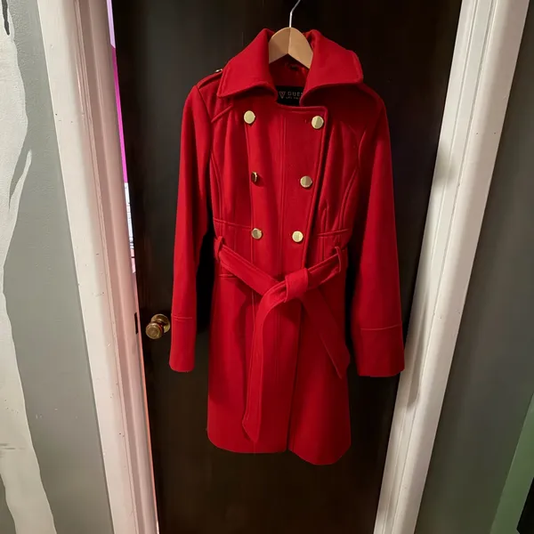 Guess Women's Vibrant Red Trench Coat. Wool blend - Image 3