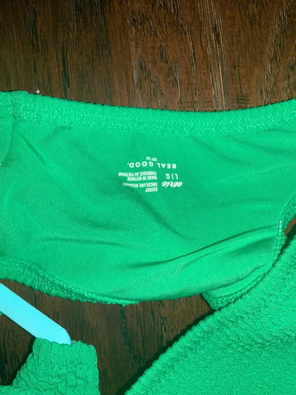 Aerie Green Textured Bralette Swim Top Large - Image 4