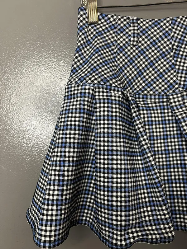 Forever 21 Skirt Womens Small Blue Black Plaid Mini Skater Flared High Waist - Image 2