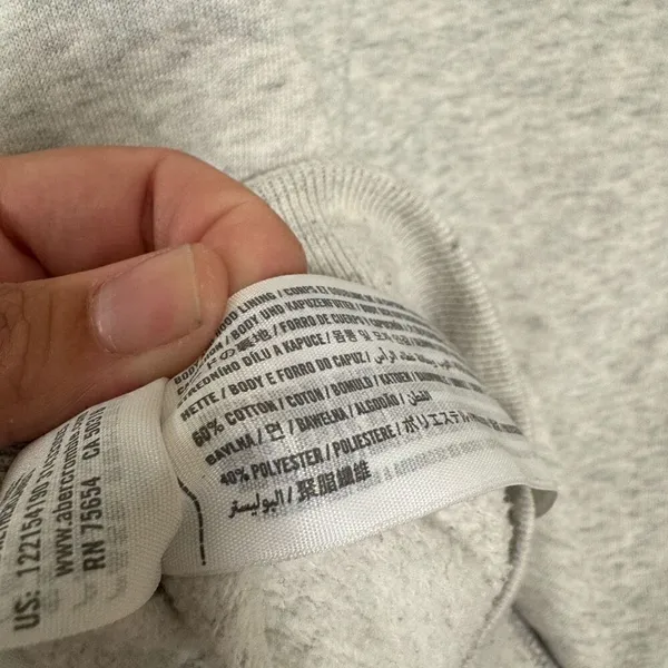 Abercrombie & Fitch Soft Fleece Gray Logo Pullover‎ Hoodie Sweater Medium - Image 5