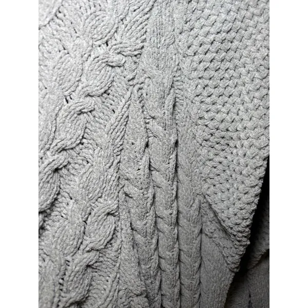 POL Open Cardigan L Duster Sweater Fisherman Chunky Knit Comfy green - Image 3