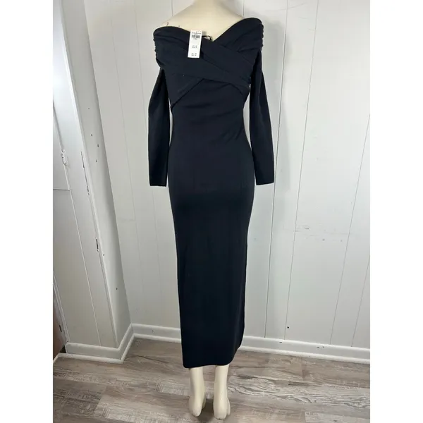 Abercrombie & Fitch Black Off Shoulder Sweater Dress NWT Midi Bodycon Elegant XS - Image 5
